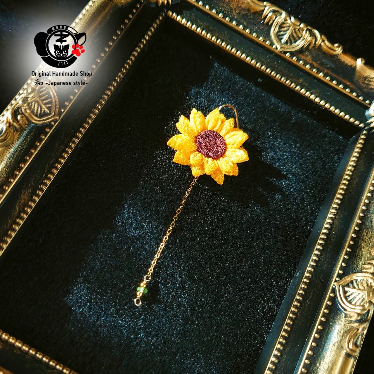 [Birthday Flower Of August][Choice of birthstones] Sunflower And Birthstone Earrings【8月誕生花】【選べる誕生石】向日葵と誕生石のピアス