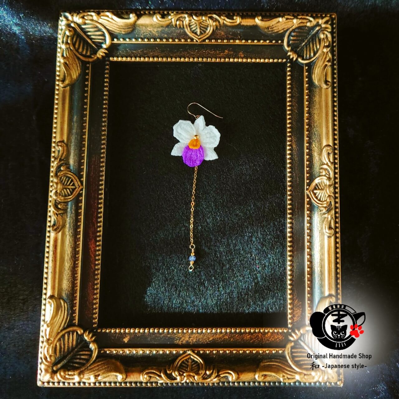 [Birthday Flower Of December][Choice of birthstones] Cattleya And Birthstone Earrings【12月誕生花】【選べる誕生石】カトレアと誕生石のピアス