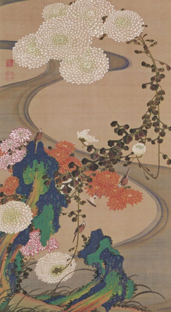 伊藤若冲 「菊花流水図」 （1766）