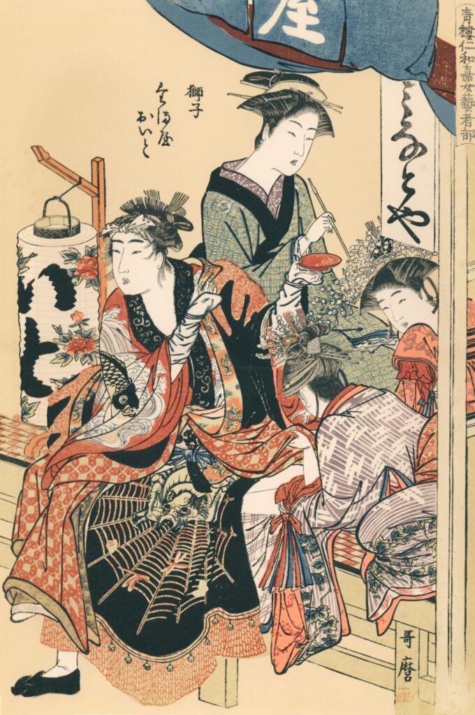 喜多川歌麿 「青樓仁和嘉女藝者部・獅子 たま屋　おいと」 （1783）